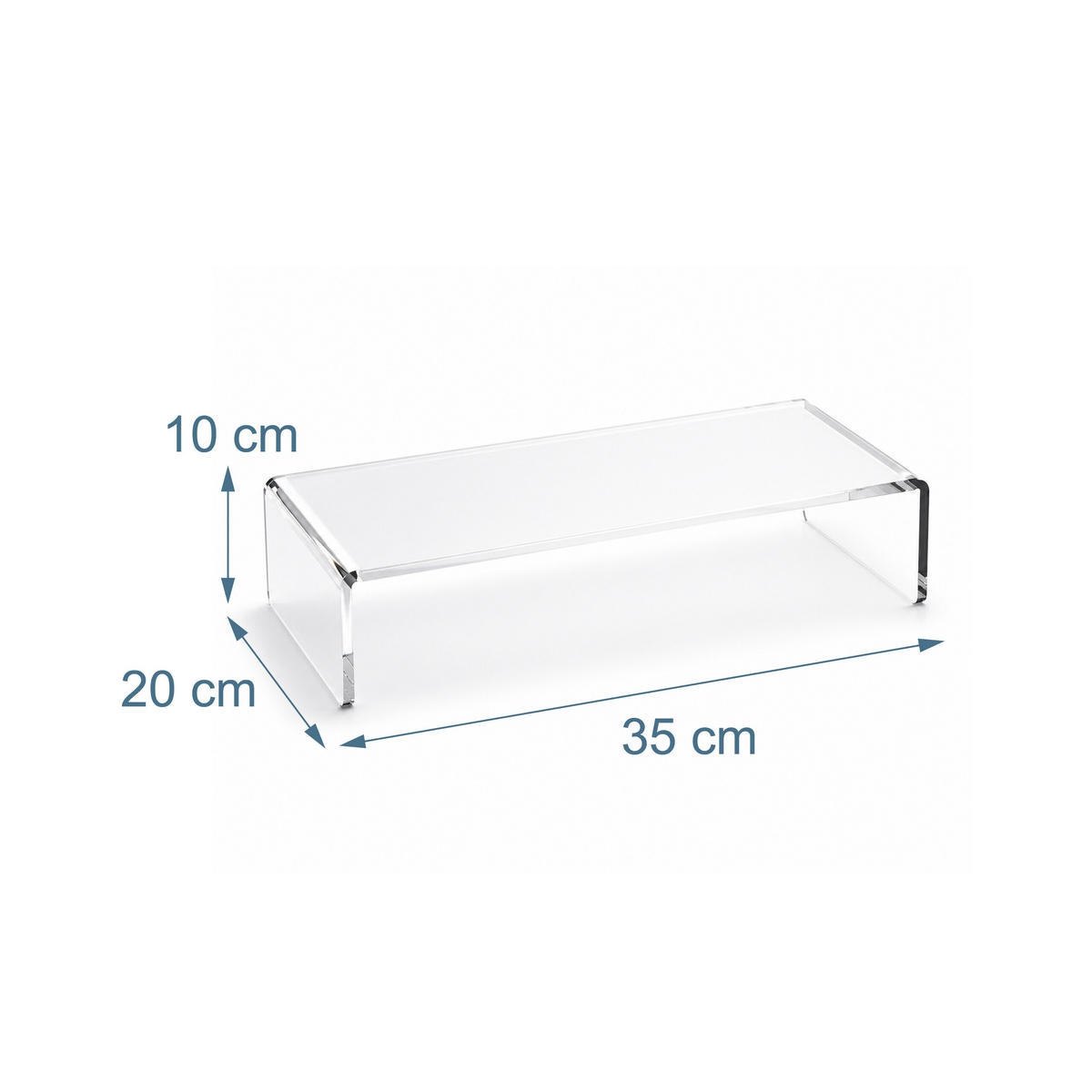 STOJALO Transparentno akril za monitor 35x20x10 cm - prozorna, umetna masa (20/35/10cm) - Relaxdays