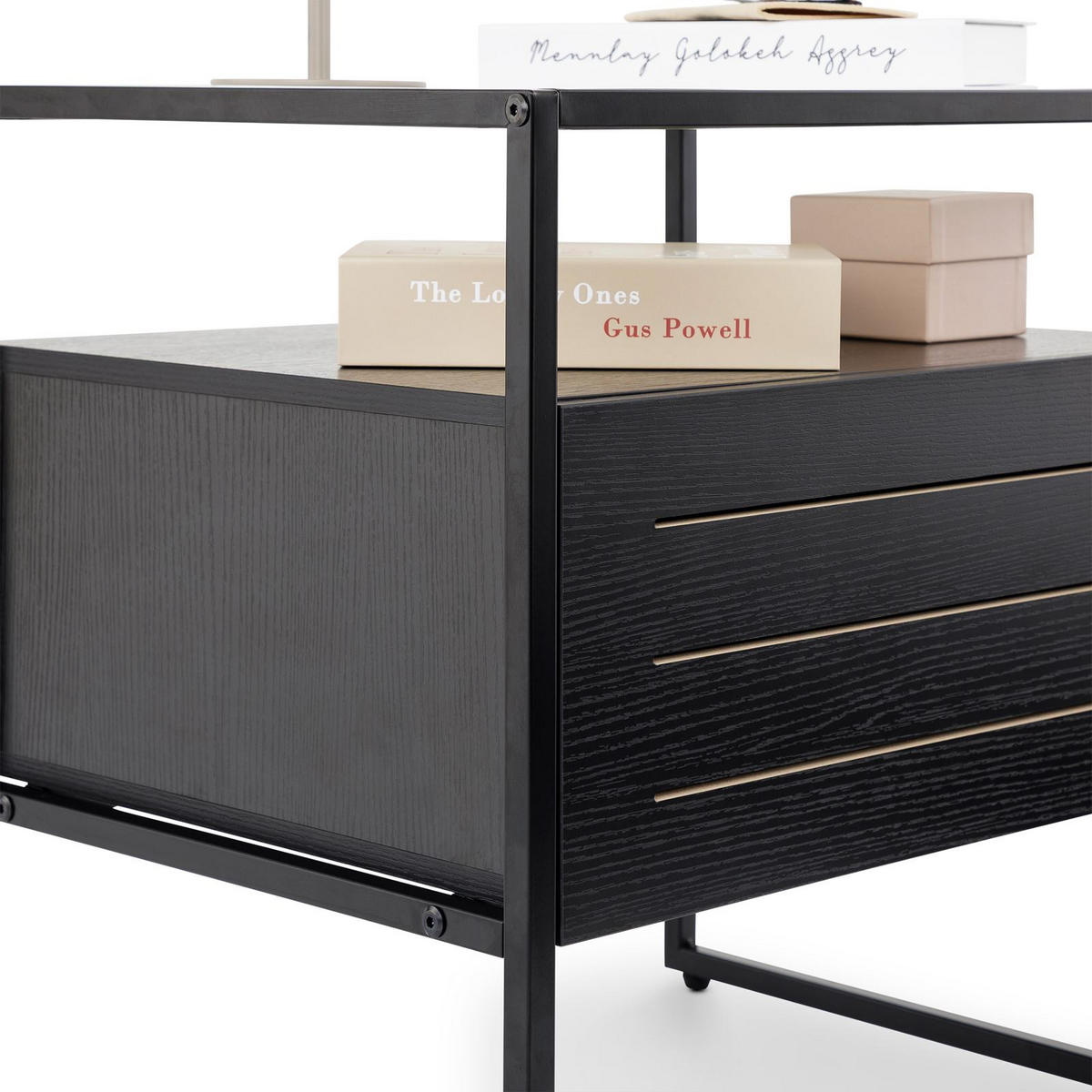 NACHTTISCH ARUMA - Schwarz, Glas (50/51/40cm) - IDIMEX