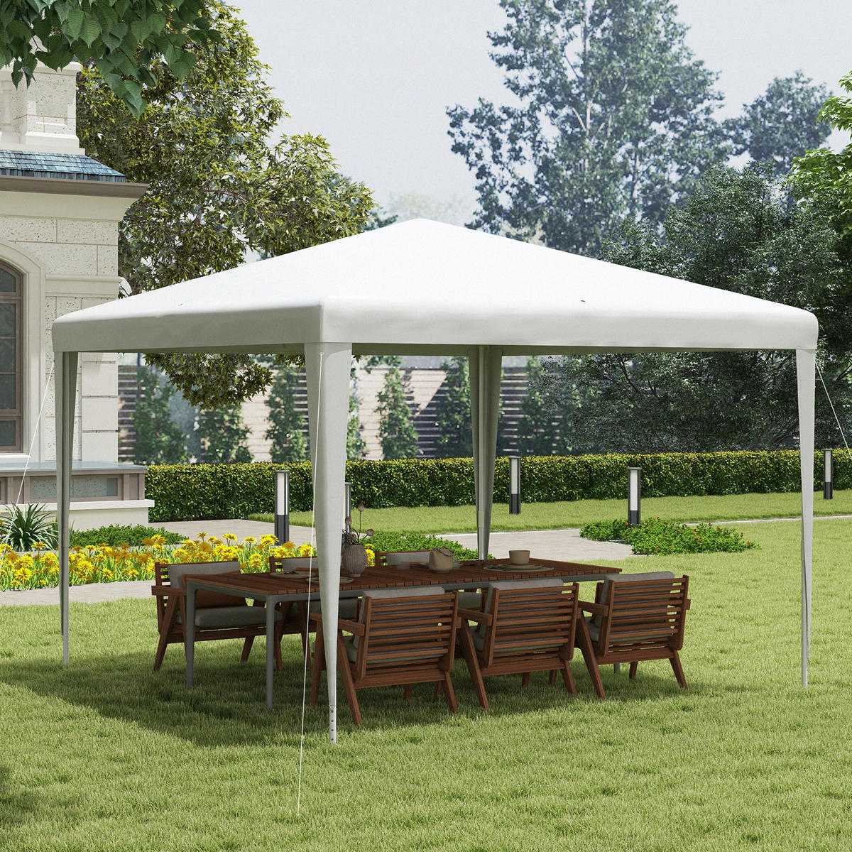 GARTENPAVILLON, Stahlrohr Abflussloch, weiß - Weiß, Kunststoff (14/16/110cm) - Vallsero