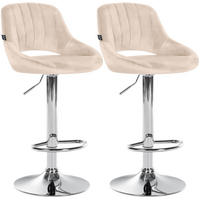 BARHOCKER 2er Set Samt creme - Chromfarben/Creme, Textil (47/85/48cm) - CLP