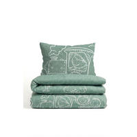 BETTWÄSCHE-GARNITUR Premium Melange Lokomotive fichte, 100x135 cm + 40x60 cm - Dunkelgrün, Textil (100/135cm) - biberna