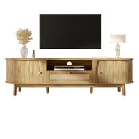 TV-LOWBOARD 165/37/46 cm natur aus MDF mit Rattanfronten und Schiebetür - Naturfarben, Holzwerkstoff (37/46/165cm) - OKWISH