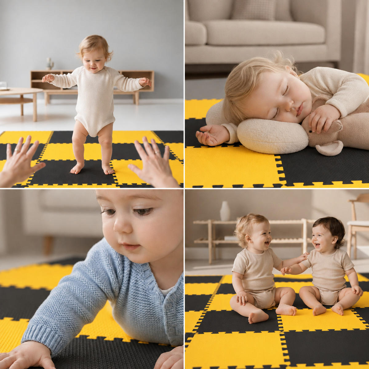 SPIELMATTE ab Null - 180/90 cm Puzzlematte Schwarz - Multicolor, Kunststoff (30/30cm) - Littletom