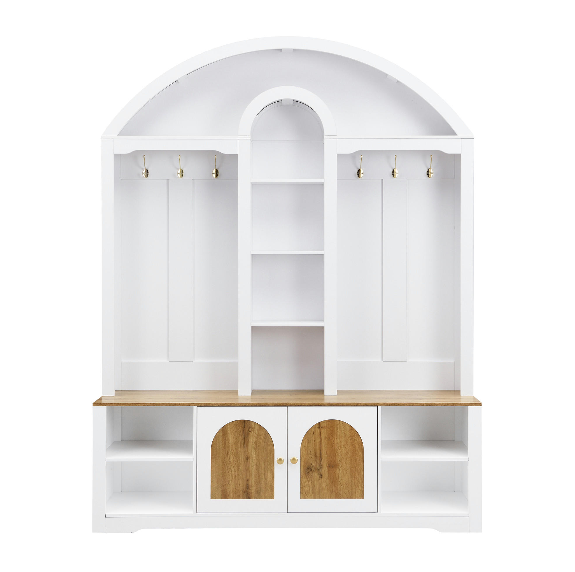 GARDEROBENSCHRANK mit Schuhregal und Haken 150 x 40 x 195 cm MDF Weiß - Weiß, Holzwerkstoff (40/195/150cm) - Beauniv