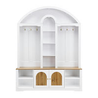 GARDEROBENSCHRANK mit Schuhregal und Haken 150 x 40 x 195 cm MDF Weiß - Weiß, Holzwerkstoff (40/195/150cm) - Beauniv
