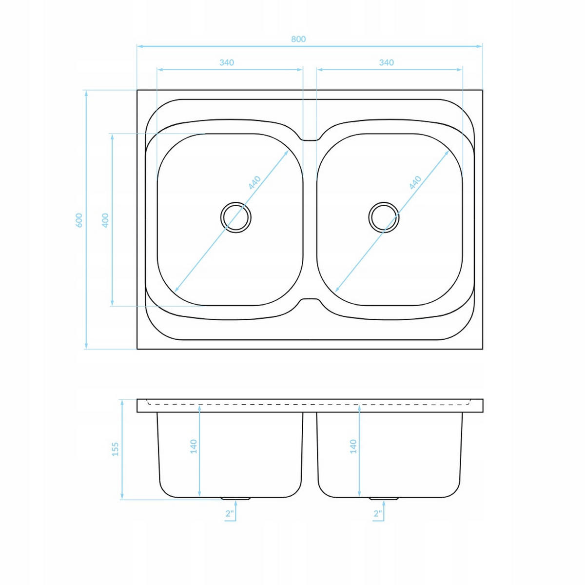 SPÜLUNTERSCHRANK 80cm mit Spüle Eichenfarbe - Eichefarben, Holzwerkstoff (80/82/50cm) - Stamar