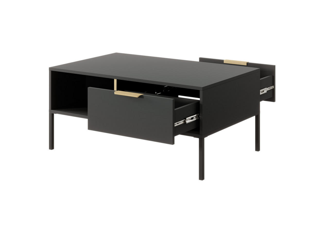 COUCHTISCH Lars Schwarz und Gold 60x97x45 - Schwarz, Holzwerkstoff (60/97/45cm) - AKL FURNITURE