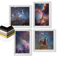 WANDBILDER 4er-Set - 50x50 cm & 40x60 cm Weißer Rahmen - Kosmische Sternenlandschaften - Weiß, Kunststoff (50/50cm) - ArtPrintCave
