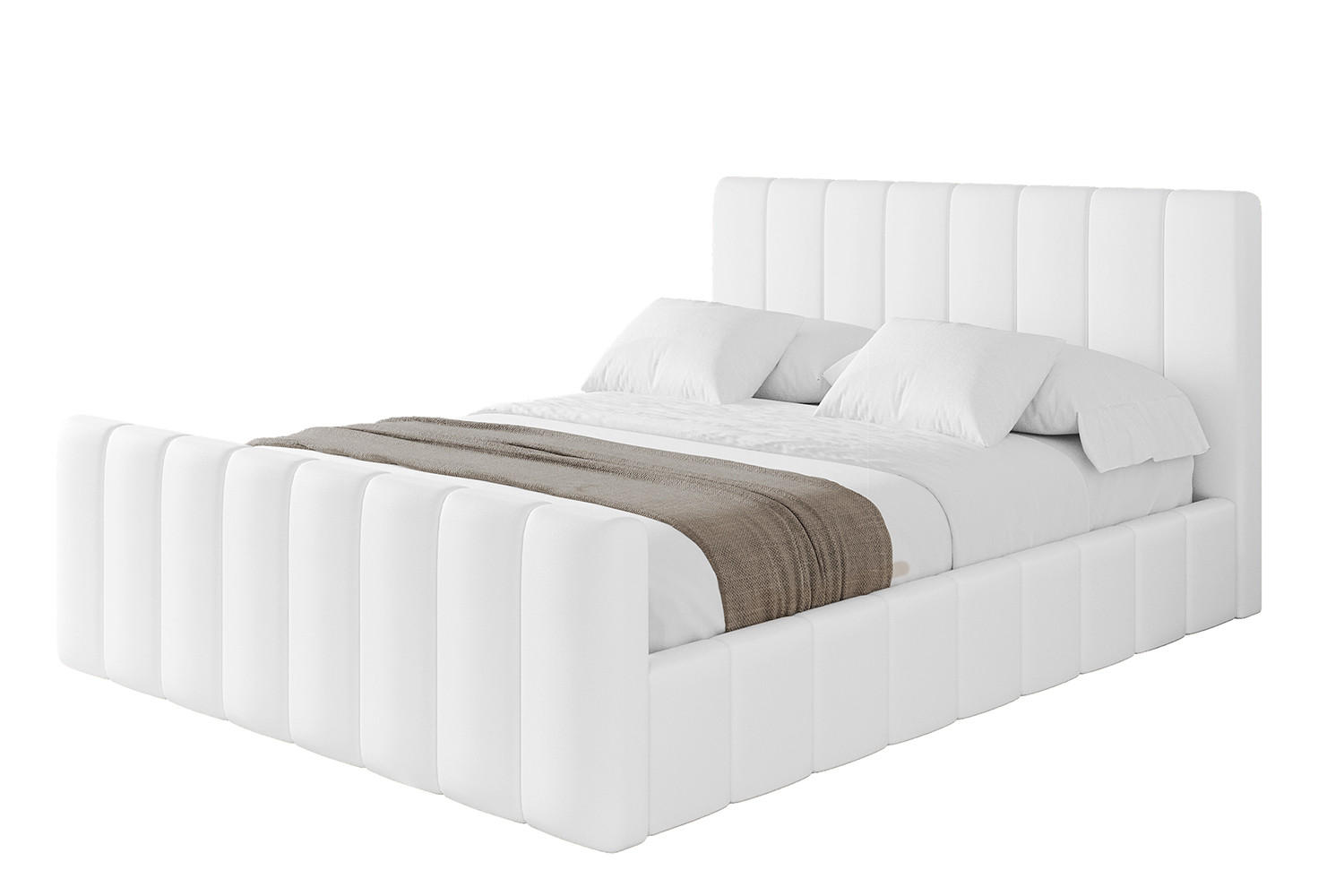 POLSTERBETT mit Bettkasten, Fußteil und Lattenrost, Boxbett mit Matratze H3/H4 - FINO-Z 180x200 Weiß Kunstleder - Weiß Hochglanz, Holzwerkstoff/Textil (180/200cm) - ALTDECOR