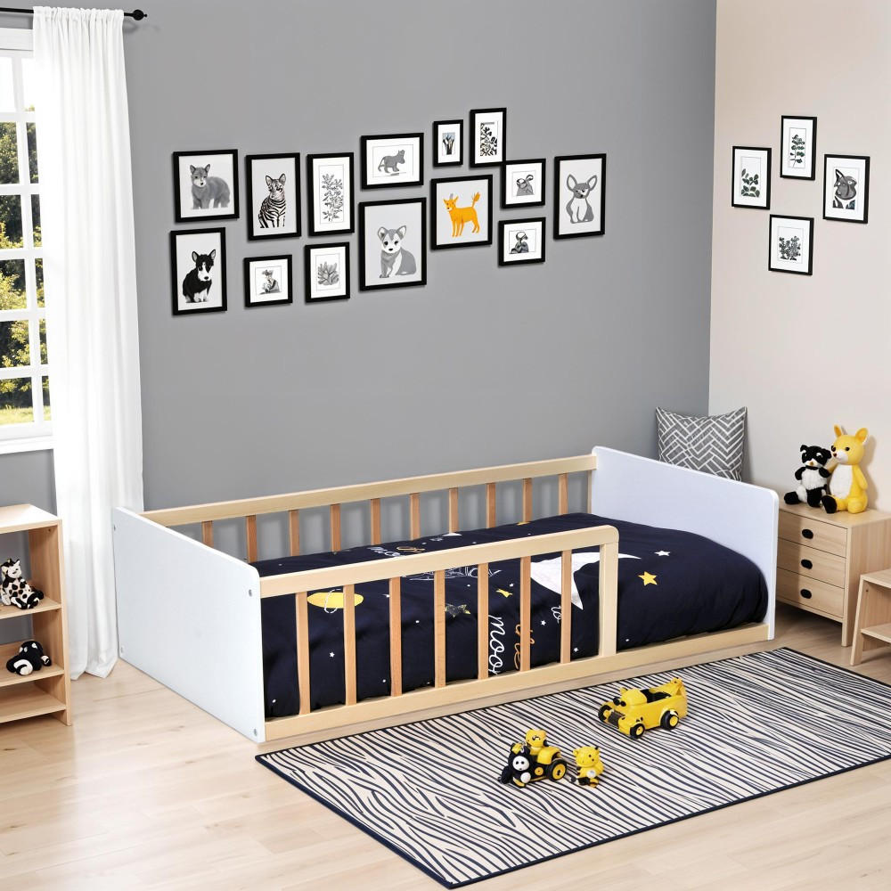 KINDERBETT PILOU / Bett 70x140 - Weiß und Hellholz - Multicolor, Holz (70/140cm) - Weber Industries