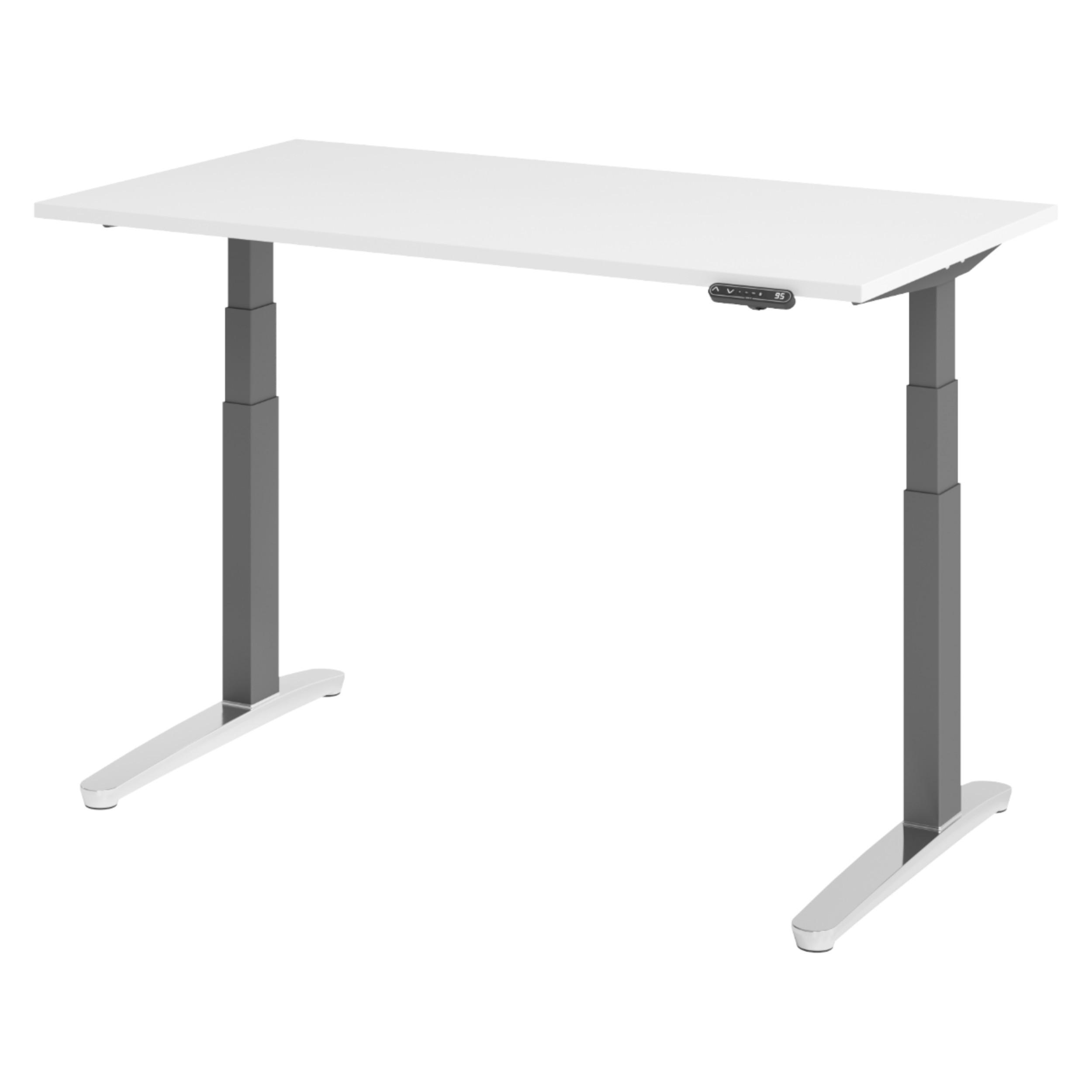 bümö Schreibtisch Weiß, Graphit, Silber 140x74x80 cm