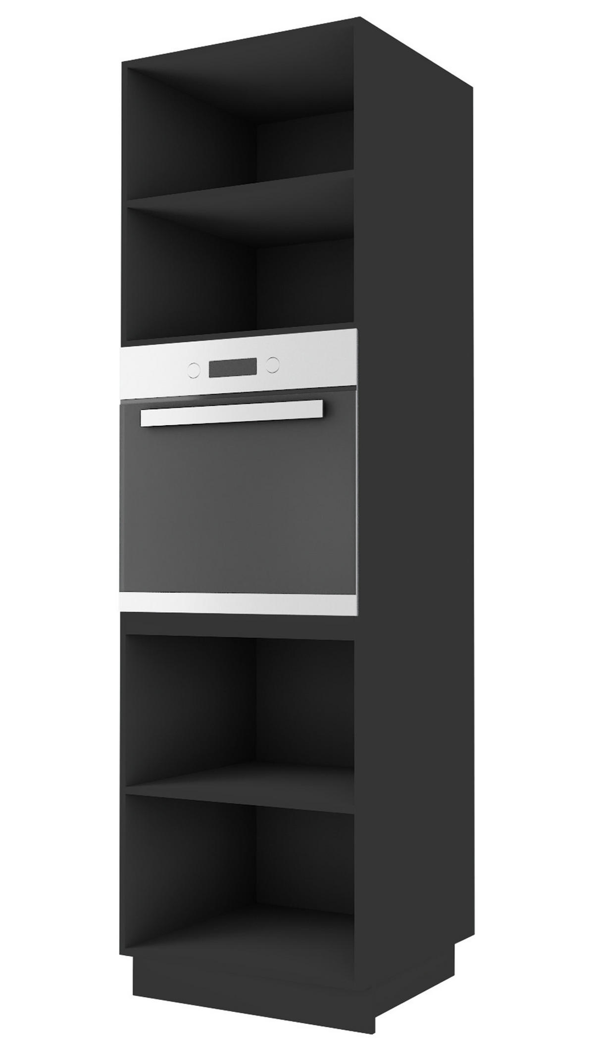 BACKOFENHOCHSCHRANK Kvantum D14/RU/2D Beige Matt / Schwarz Matt 60 / 59 / 207cm - Beige/Schwarz, Holz/Holzwerkstoff (60/207/59cm) - Feldmann-Wohnen