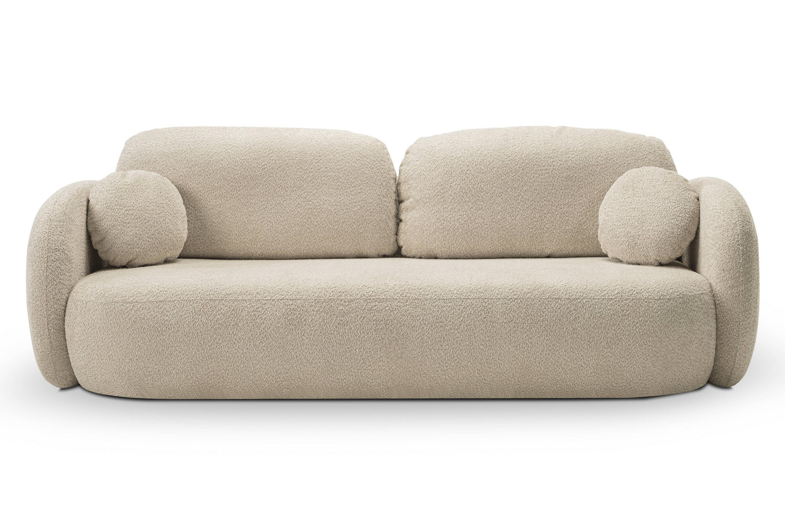 BETTSOFA AMICO Beige Bucle-Stoff mit Schlaffunktion - Beige, Holz (238/86.5/101cm) - MASSENO