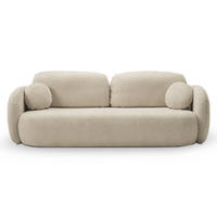 BETTSOFA AMICO Beige Bucle-Stoff mit Schlaffunktion - Beige, Holz (238/86.5/101cm) - MASSENO