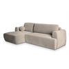ECKSOFA SENTI K L-S Beige Plüsch-Stoff mit Schlaffunktion - Beige, Holz (246/148cm) - MASSENO