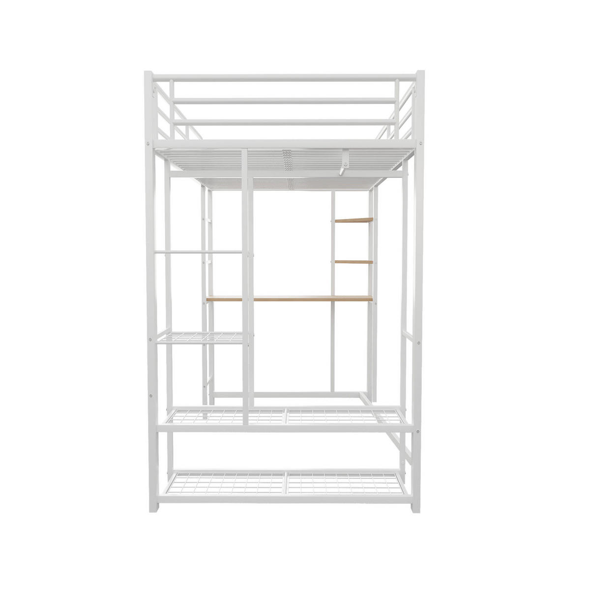 HOCHBETT 90/200 cm Weiß aus Metall mit Schreibtisch und Stauraum - Weiß, Holzwerkstoff (90/200cm) - OKWISH
