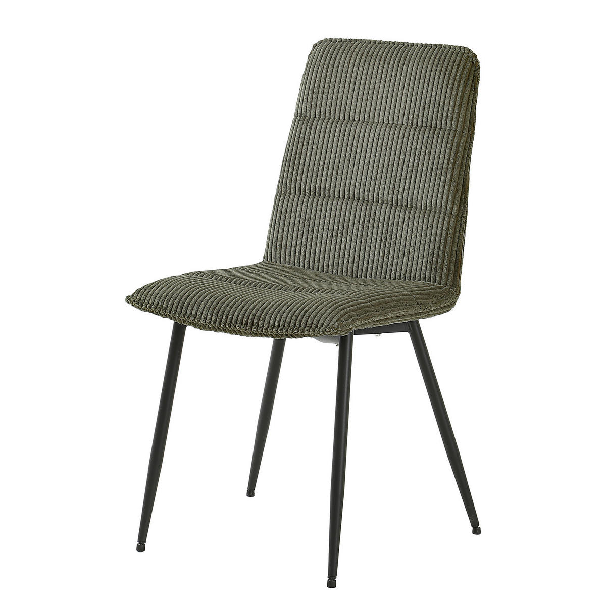 POLSTERSTUHL - 4er-Set - Cord / Eisen - Schwarz/Grün, Textil/Metall (47/91/60cm) - home24