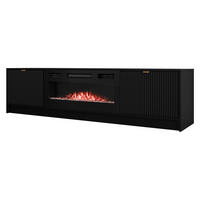 TV-LOWBOARD Tireno EF mit Elektrische Kamin - Goldfarben/Schwarz, Holzwerkstoff/Metall (182/48/40cm) - MIRJAN24