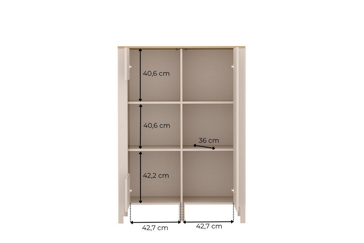 VITRINE Marbella Kaschmir, zweitürige Glasvitrine - Kaschmir, Holzwerkstoff (103/145/41cm) - Bettso