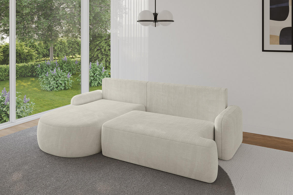 ECKSOFA mit Schlaffunktion und Bettkasten LIRA-L - 264x172x89 Hellgrau - Hellgrau, Holzwerkstoff/Textil (264/172cm) - ALTDECOR