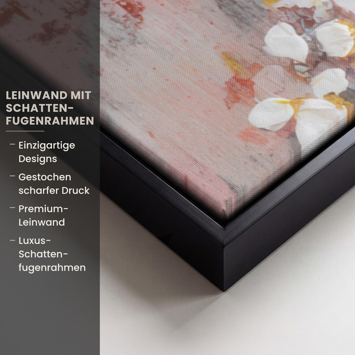 LEINWAND Bilder mit Rahmen - Malerei - Blumen - Rustikal - Rosa - 90x90 - Altrosa, Textil (90/90cm) - MuchoWow