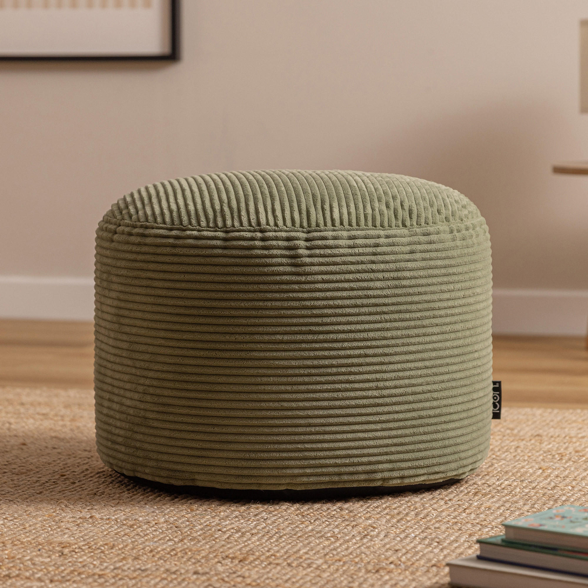SITZPOUF Rund Milano - Salbeigrün, Textil (55/35/55cm) - icon