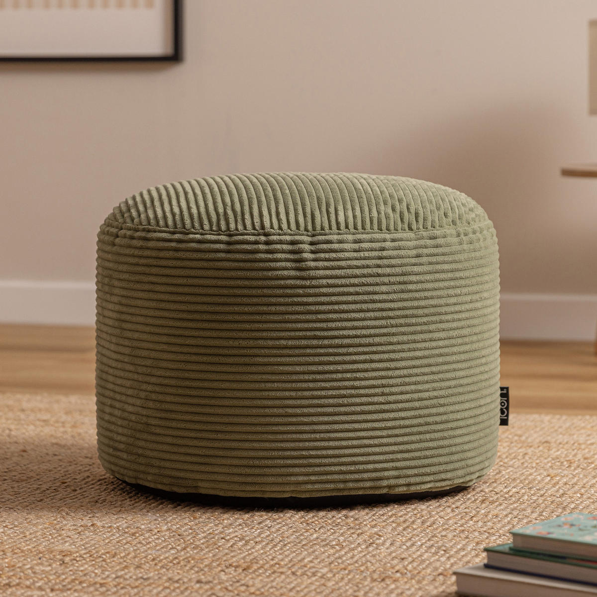 SITZPOUF Rund Milano - Salbeigrün, Textil (55/35/55cm) - icon