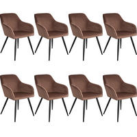 ESSZIMMERSTUHL 8er Set Marilyn 58 x 62 x 82 cm braun/schwarz - Schwarz/Braun, Textil (58/82/62cm) - tectake