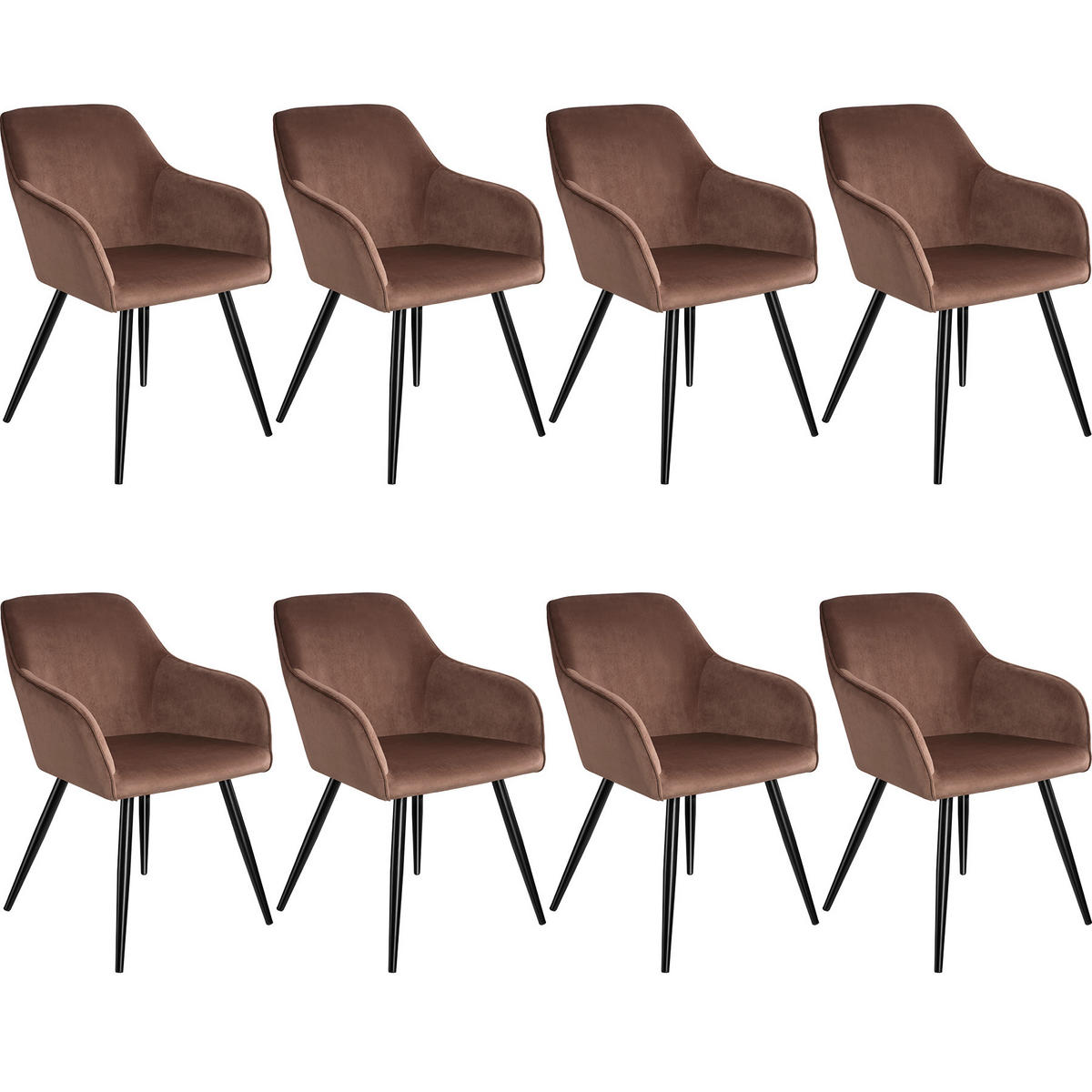 ESSZIMMERSTUHL 8er Set Marilyn 58 x 62 x 82 cm braun/schwarz - Schwarz/Braun, Textil (58/82/62cm) - tectake