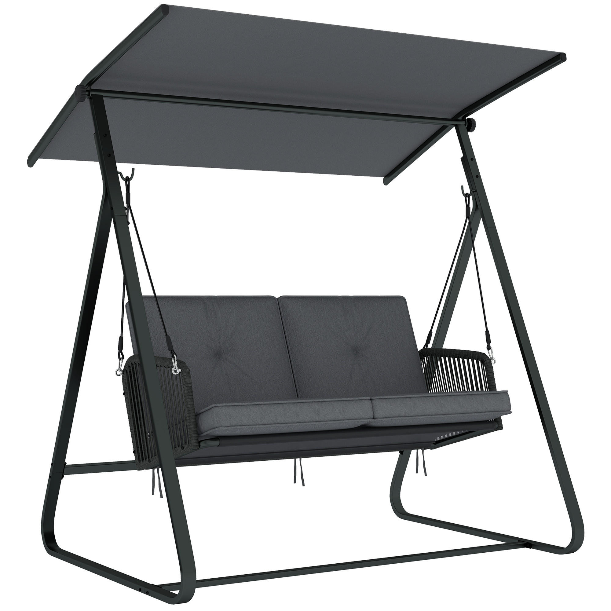 RATTAN-SCHAUKEL PE-Rattan Stahl Dunkelgrau - Dunkelgrau, Textil/Metall (128/168/150cm) - Outsunny