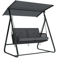 RATTAN-SCHAUKEL PE-Rattan Stahl Dunkelgrau - Dunkelgrau, Textil/Metall (128/168/150cm) - Outsunny