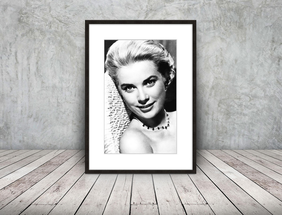 BILD mit Rahmen 51x71 cm Grace Kelly Schwarz-Weiß - Weiß, Holz (51/71cm) - artissimo