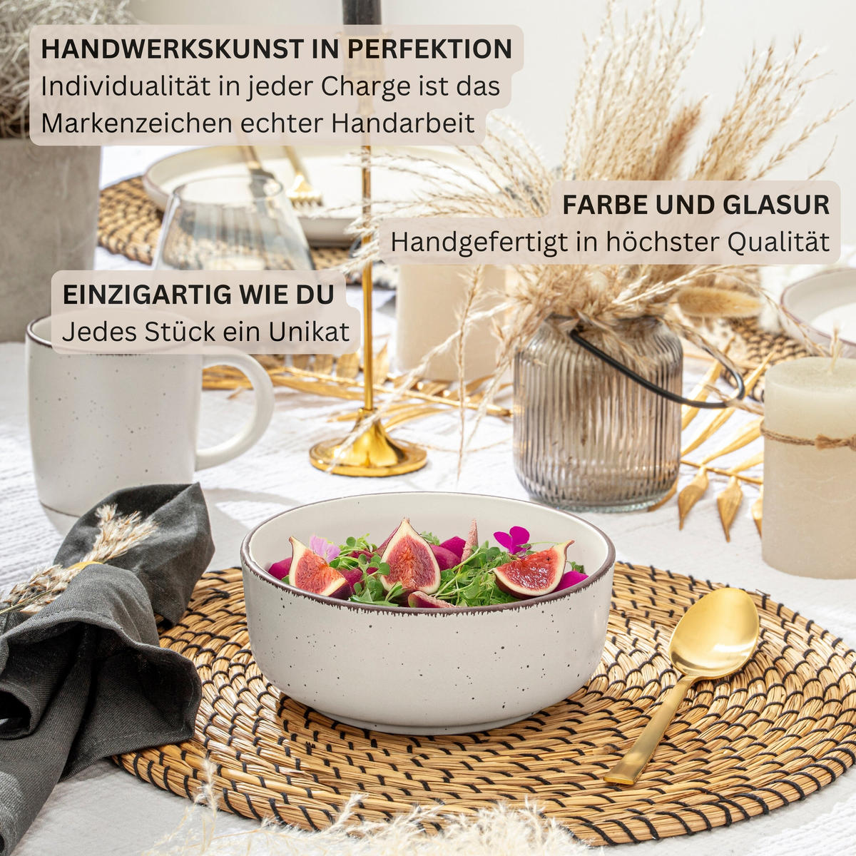 SCHALEN BOMBAY ERDFARBEN - 4 teilig aus Steingut - Creme/Braun, Stein (16.5/16.5/6.5cm) - Sänger