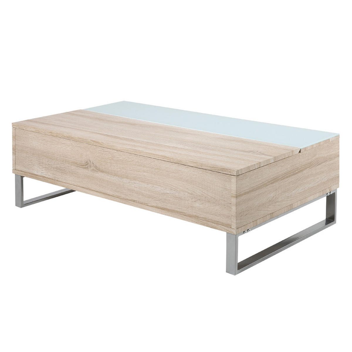 COUCHTISCH Kostrena in Sonoma Eiche 110/60 cm - Beige/Silberfarben, Holzwerkstoff/Metall (110/60/35cm) - Selsey