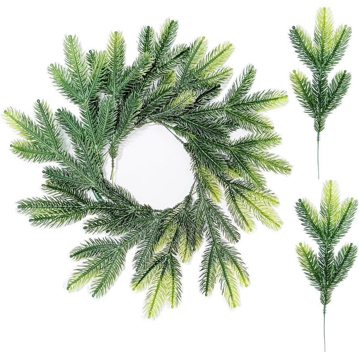 KÜNSTLICHE Tannenzweige 30 Stück Set Grün - Grün, Kunststoff (9cm)