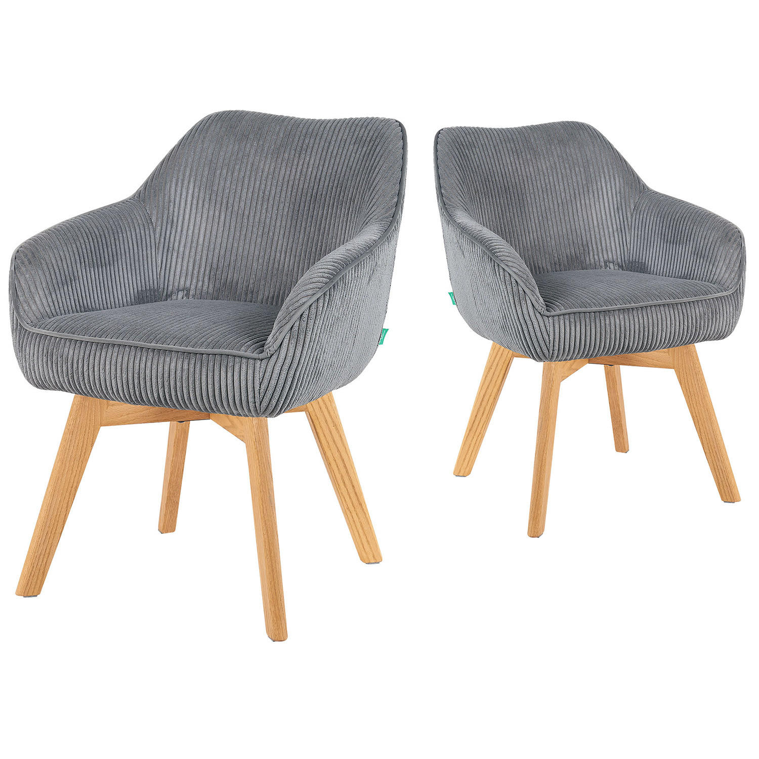 ARMLEHNSTUHL Mika-Jara 2er-Set - Honigeiche/Grau, Eichenholz/Holz (60/82/61cm) - DUBI Möbel