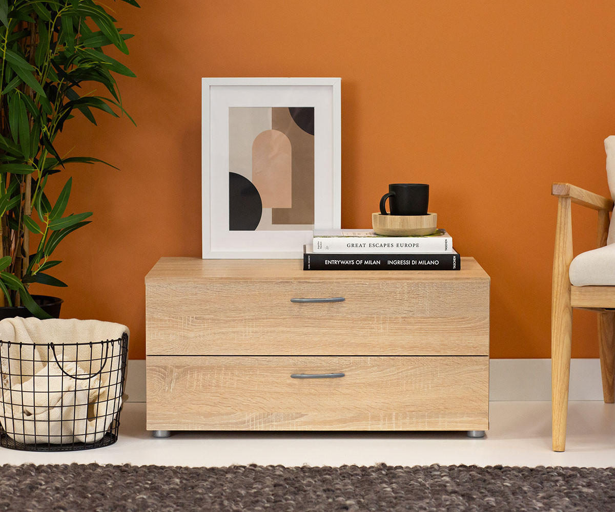 KLEIDERSCHRANKUNTERSATZ Basic Eiche Sonoma 74 / 52 / 35 cm - Silberfarben/Braun, Holz/Holzwerkstoff (74/35/52cm) - Feldmann-Wohnen