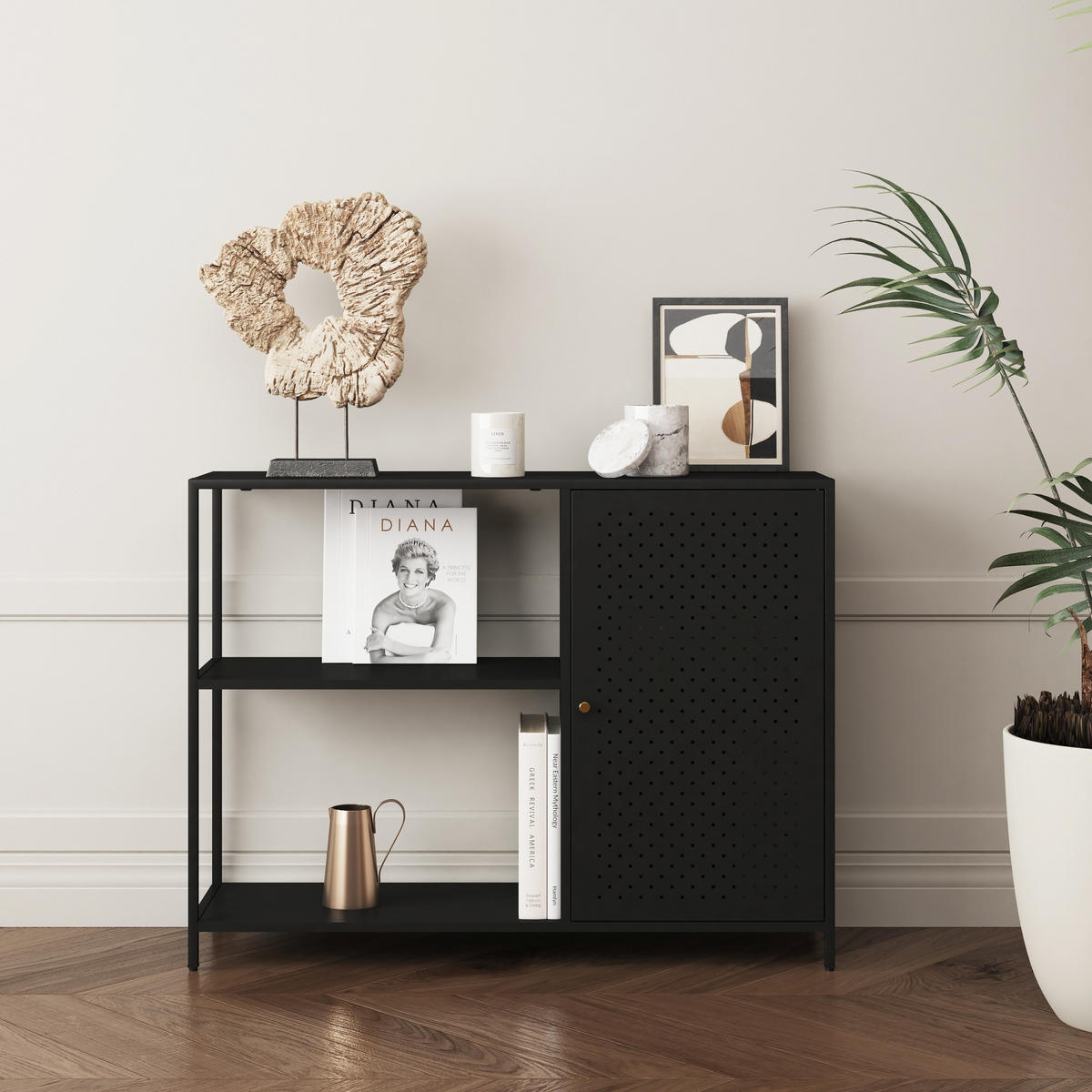 SIDEBOARD Viitasaari - Schwarz, Metall (100/75/30cm) - [en.casa]
