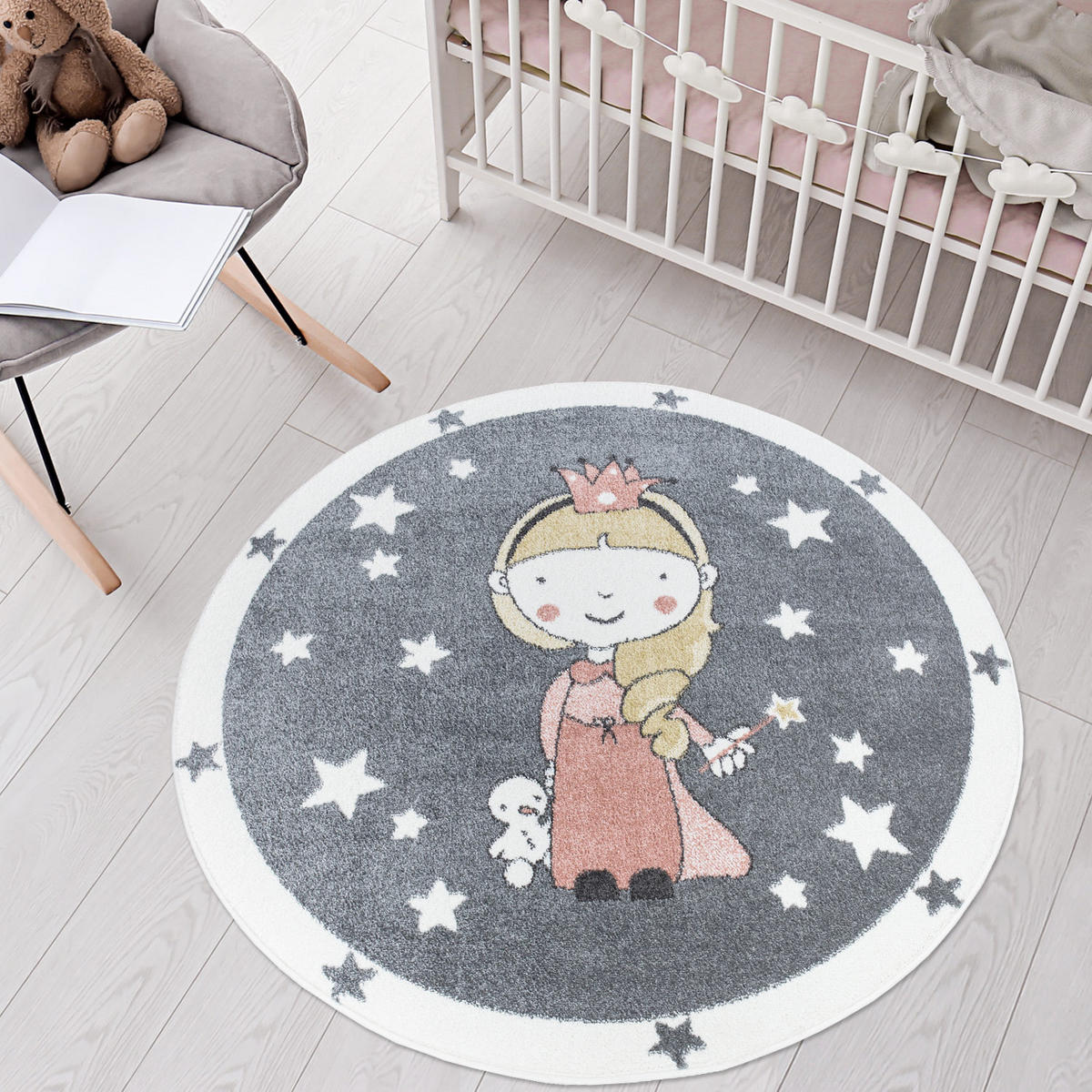 KINDERTEPPICH Anime 893 Grau 160 cm Rund - Grau, Textil (160/160cm) - carpet city