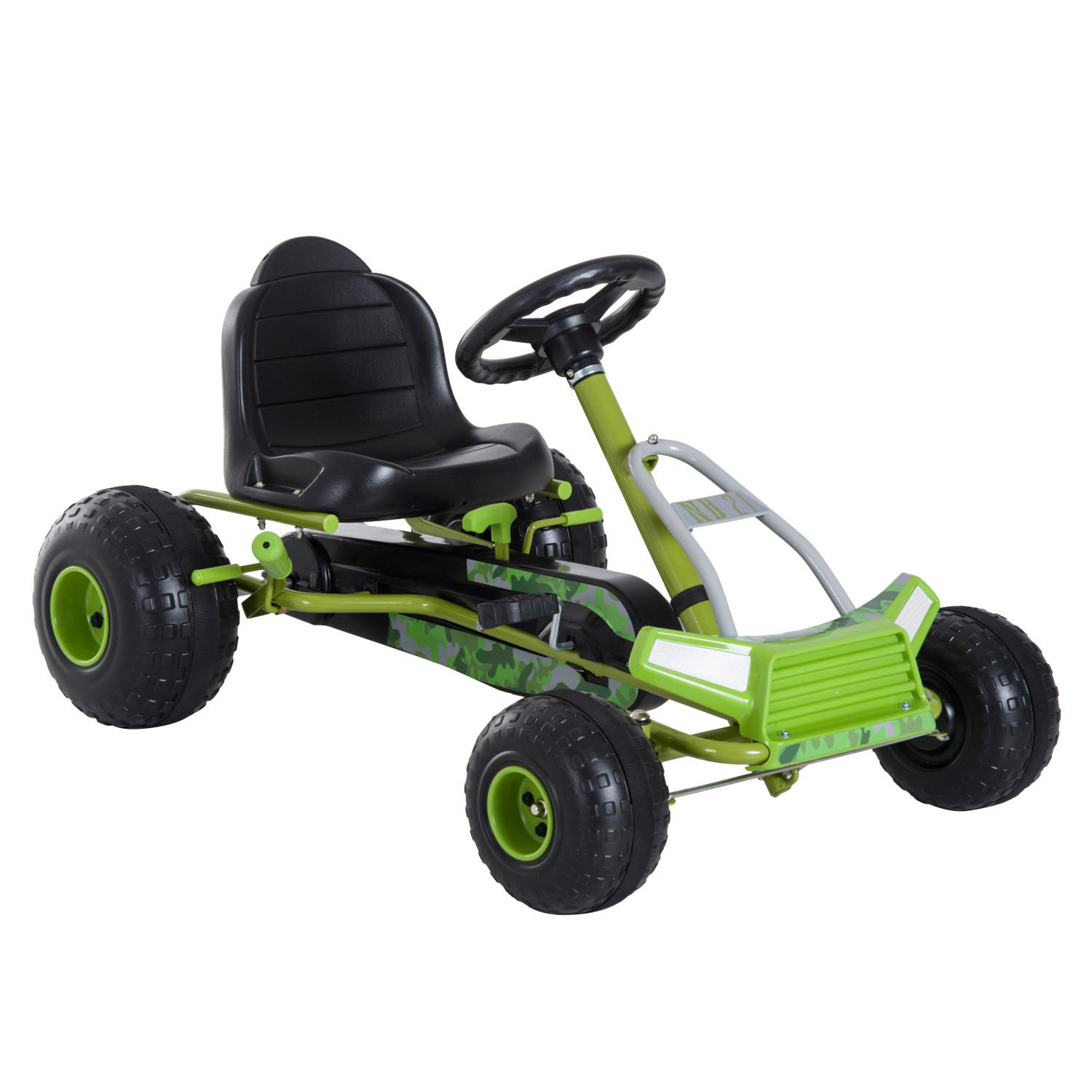 KINDER GO KART TRETAUTO, Grün, Metall+ Kunststoff - Grün, Metall (95/66.5/57cm) - HOMCOM