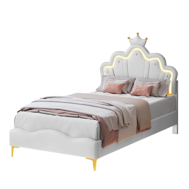 POLSTERBETT 90x200 cm Weiß LED - Weiß, Holz (90/200cm) - SHOPENTRA