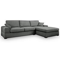 SOFA grau Strukturstoff 308 cm, Ecksofa 5-Sitzer, L-Sofa Ottomane rechts - Schwarz/Grau, Holz/Textil (308/186cm) - Inn.Furn