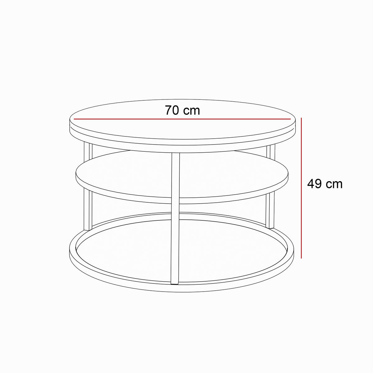 COUCHTISCH CIRI mit Regal Hochglanz - Weiß, Holzwerkstoff (70/70/48.6cm) - Lookway