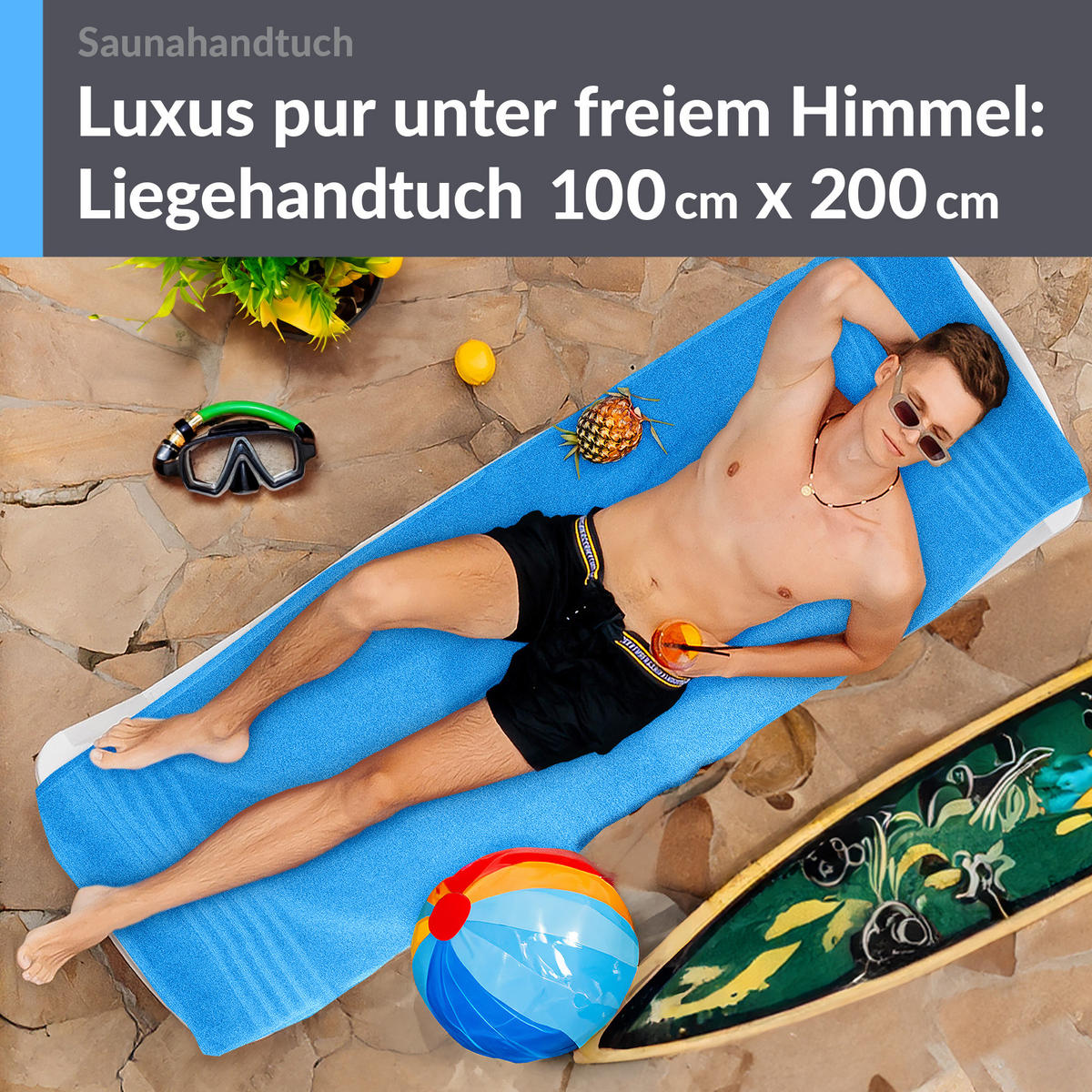 BADETUCH London Capri Blau 100x200 cm - Pastellblau, Textil (100/200cm) - Lashuma