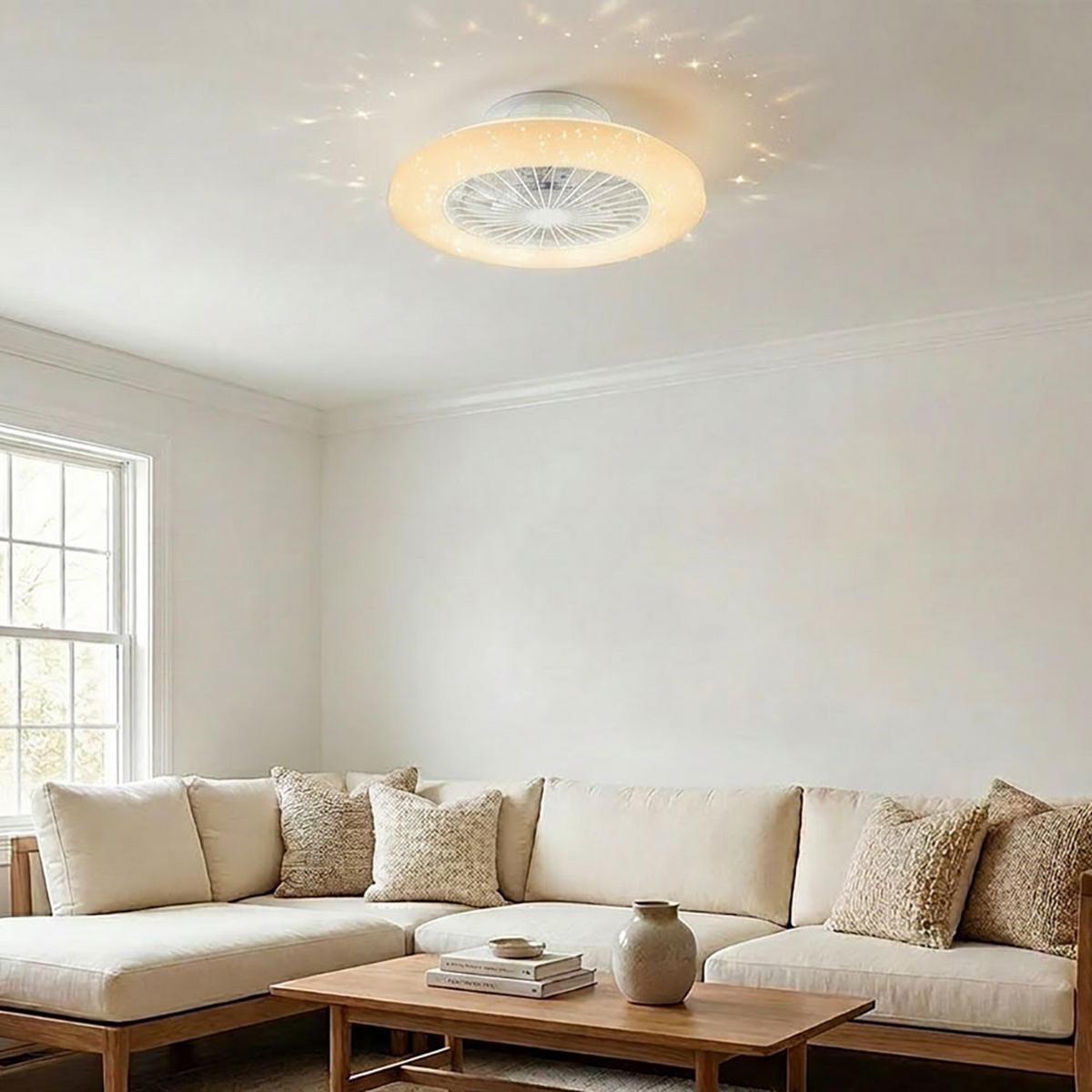 LED DECKENLEUCHTE TRAVO Weiß mit Ventilator - Weiß, Metall (50/50/17.5cm) - Globo Lighting