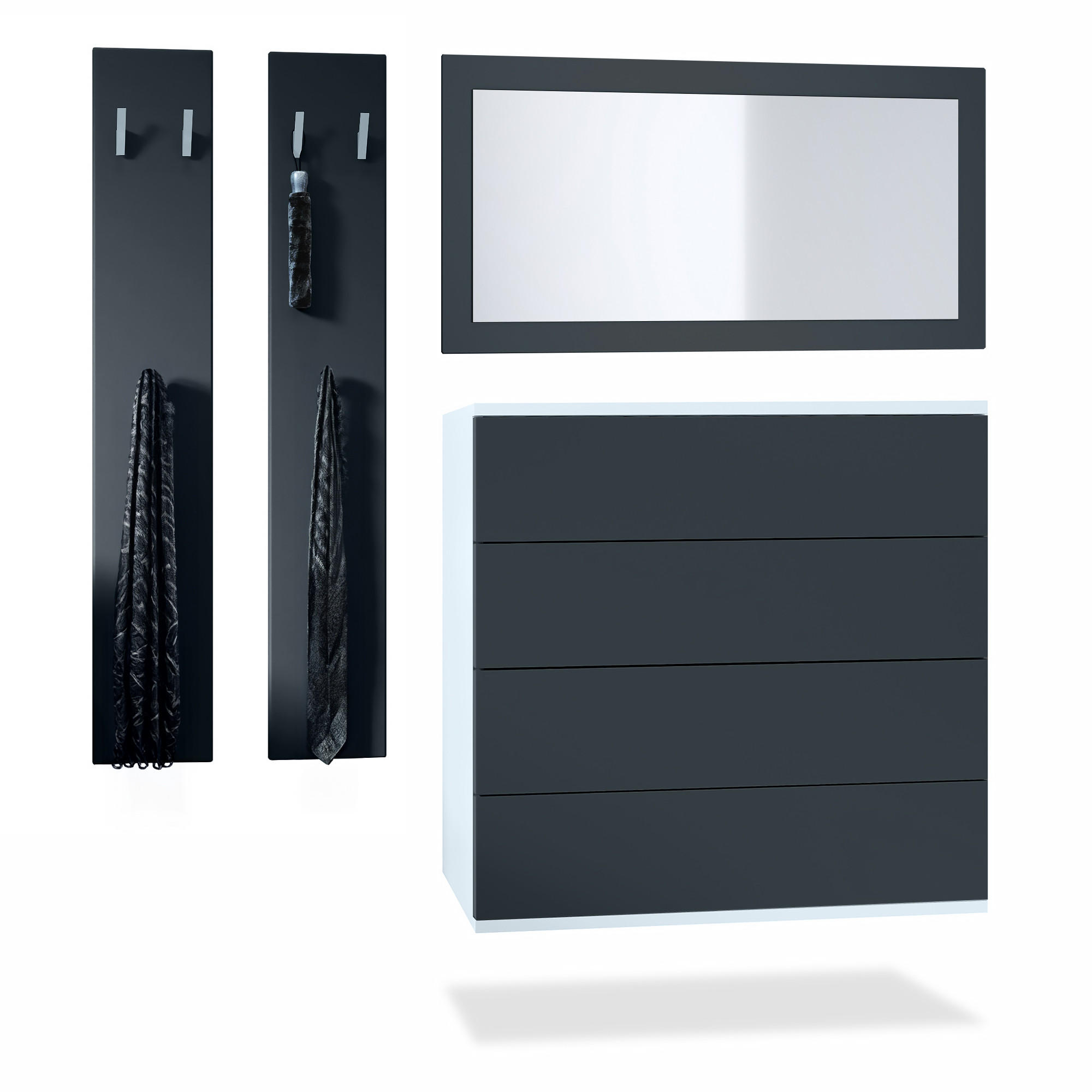 Vladon Garderobe Schwarz 142x146x35 cm