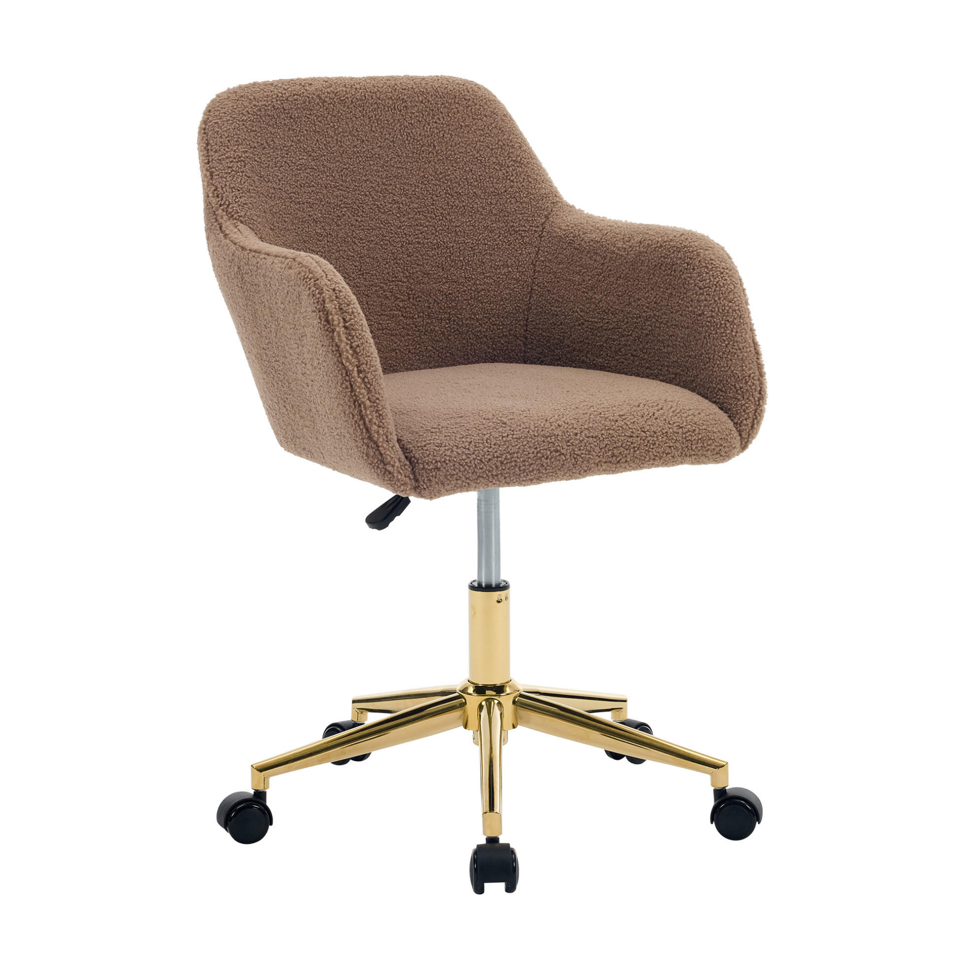 DREHSTUHL 58/58/86 cm braun aus Lammfell-Optik mit 360°-Drehfunktion - Braun, Textil (58/86/58cm) - OKWISH