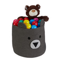 KOŠ Béžový dětský bavlna medvěd 38x34 cm - šedá, textil (34/34cm) - Relaxdays
