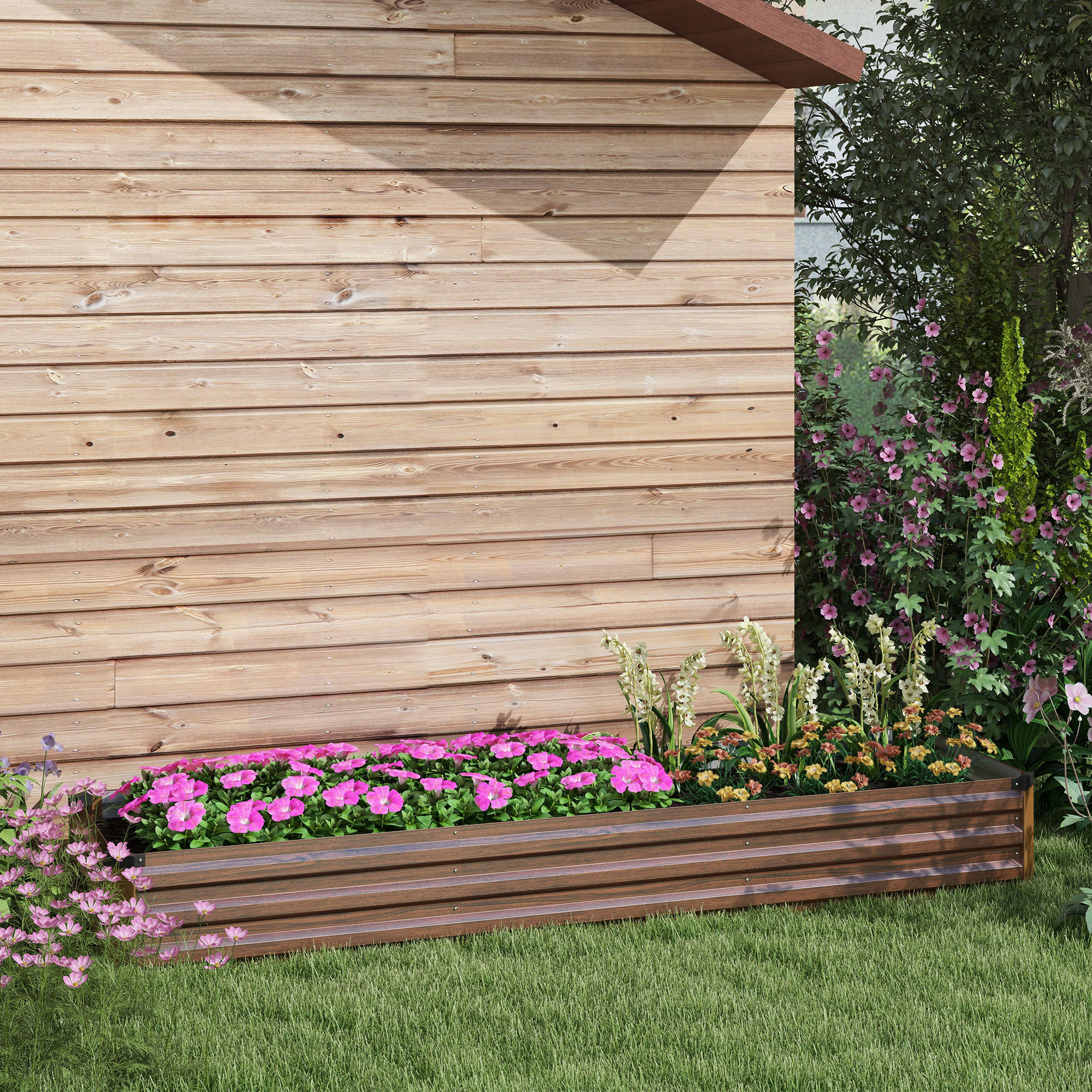 Thumbnail - Outsunny Hochbeet, Braun, Metall, 60x30x240 cm, Gartenzubehör, Hochbeete