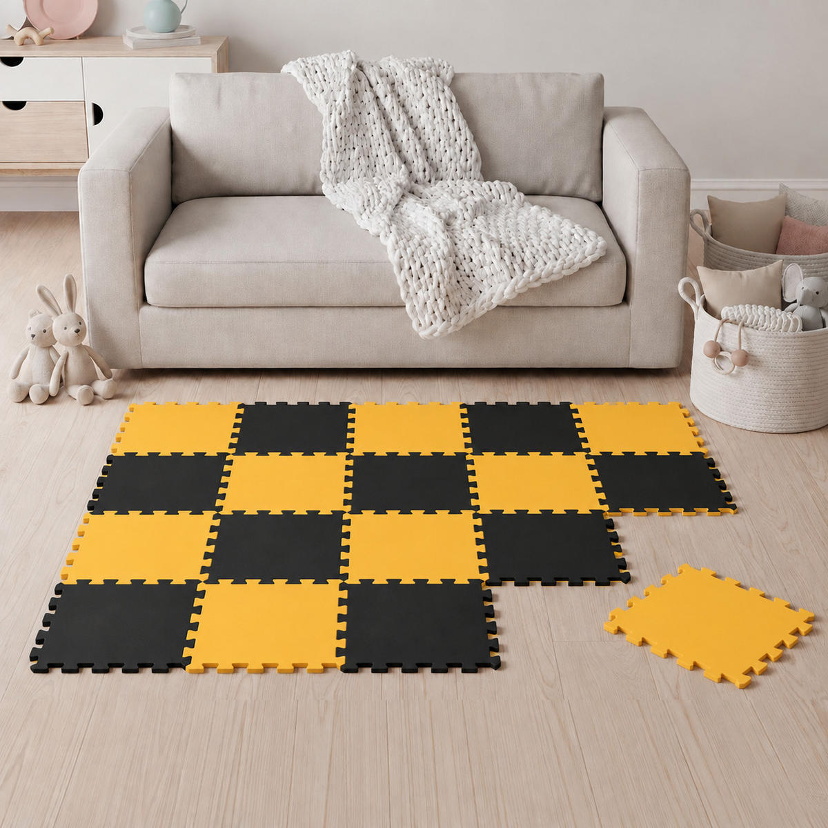 SPIELMATTE ab Null - 180/90 cm Puzzlematte Schwarz - Multicolor, Kunststoff (30/30cm) - Littletom